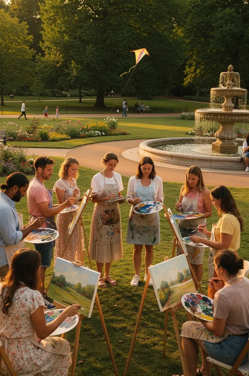 Group of hobbyists collaborating on creative project