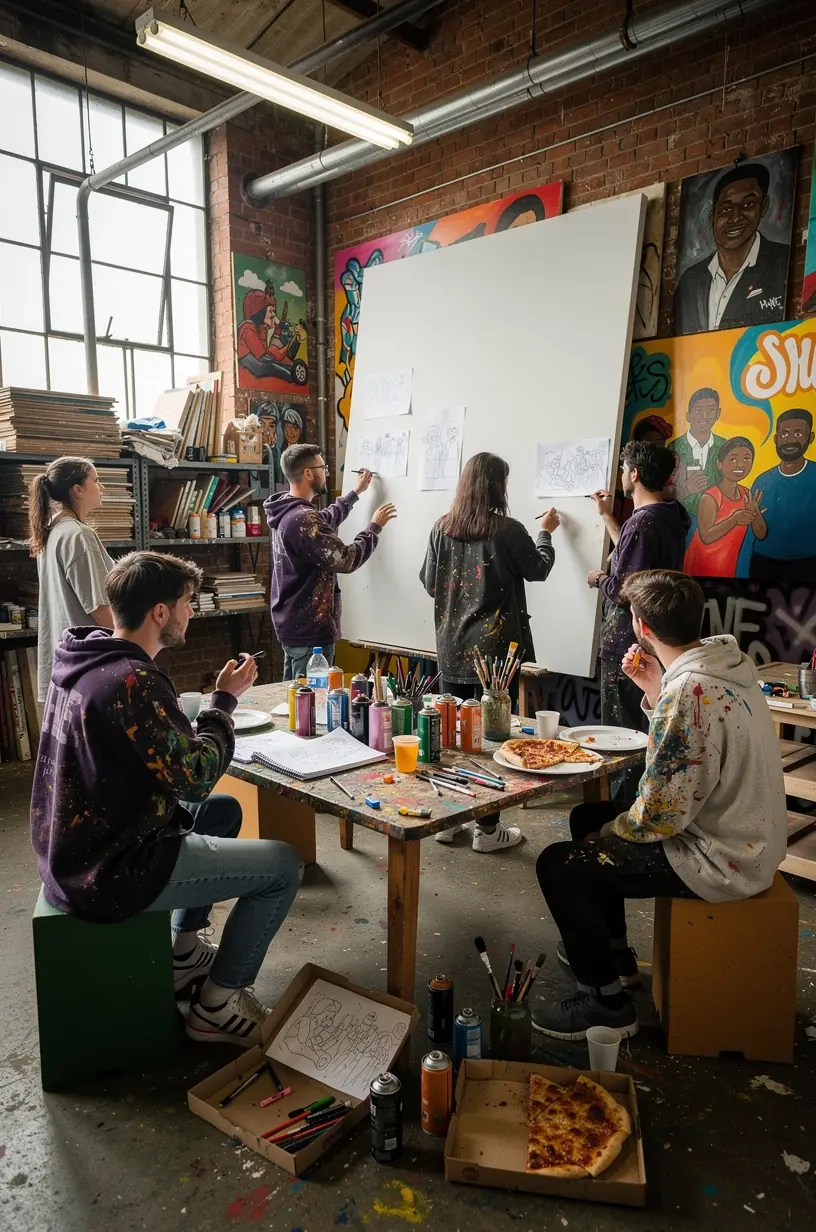 Colorful crafting supplies and themed event invitations